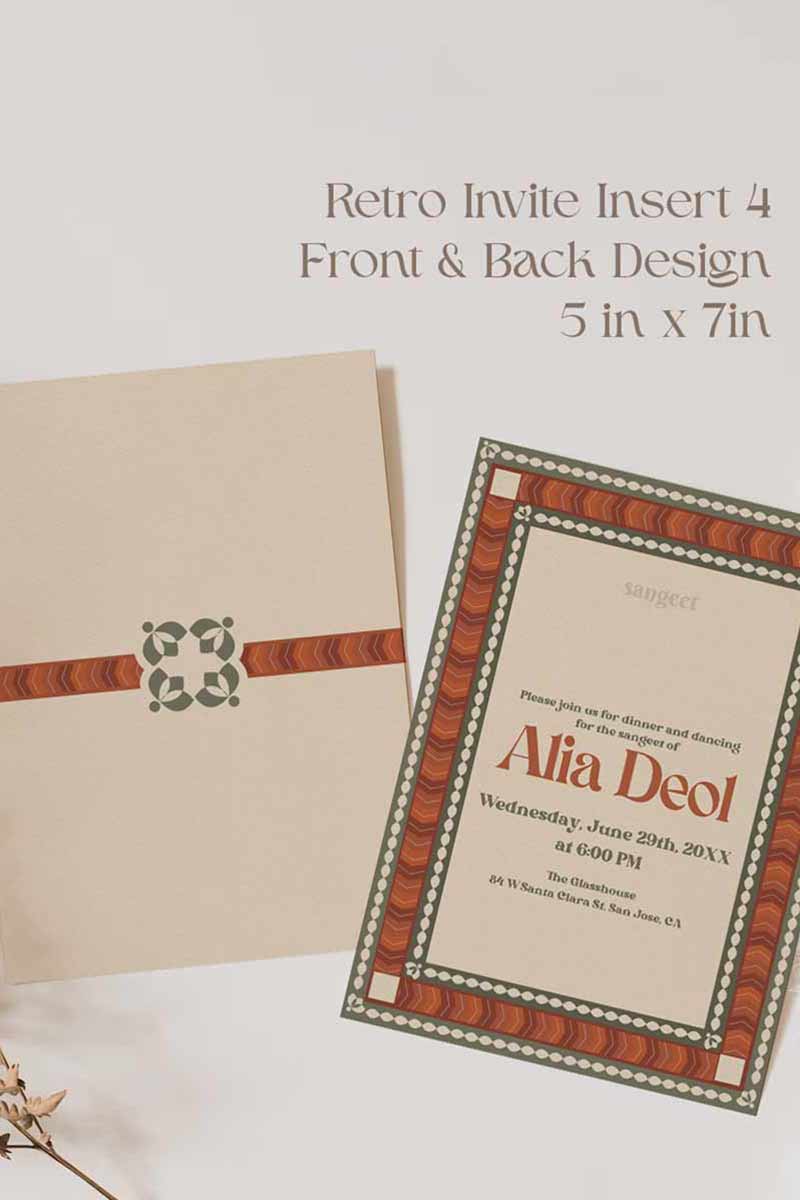 Wedding Invitations. Retro. Indian Wedding Invites. Invitation set. Wedding and Event Welcome Sign. Mehndi green and rust orange colours. Orange florals. Birthday and Celebration. Wedding Ceremony. Engagement Sign. Wedding Stationery. DIY Stationery. Digital Download. Canva. Indian Weddings. Anand Karaj. Sangeet. Chunni. 