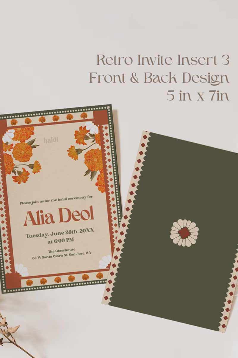 Wedding Invitations. Retro. Indian Wedding Invites. Wedding and Event Welcome Sign. Mehndi green and rust orange colours. Orange florals. Birthday and Celebration. Wedding Ceremony. Engagement Sign. Wedding Stationery. DIY Stationery. Digital Download. Canva. Indian Weddings. Anand Karaj. Sangeet. Chunni. 