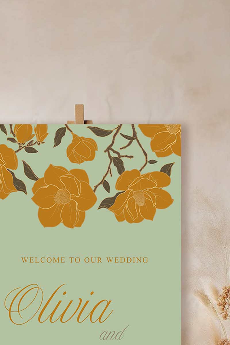Wedding and Event Welcome Sign. Yellow Florals. Birthday and Celebration. Digital Download. Canva