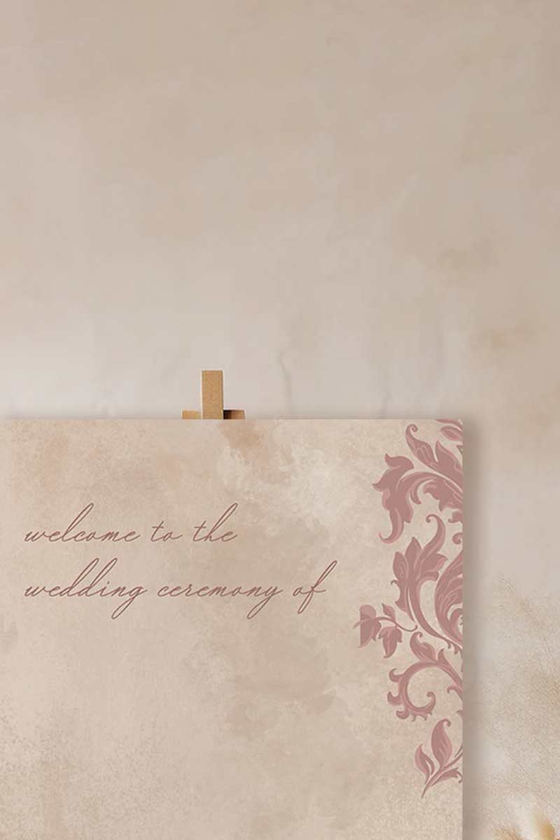 Brown & Pink French Baroque Welcome Sign with shades of brown. Wedding Signage. Engagement signage, Bridal Shower signage. Baby Shower Signage. Personalize and customize in Canva. Digital Download. Print anywhere in the World at a local printer