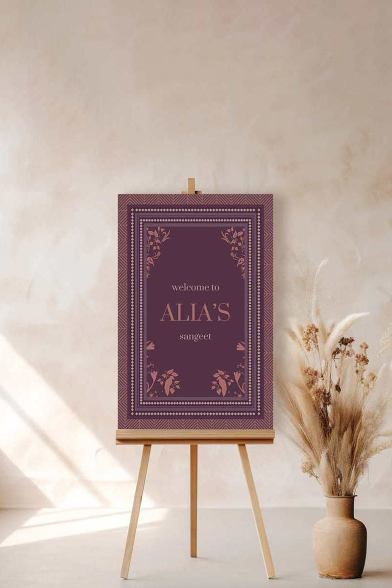 Chevron Floral Welcome Sign with shades of wine purple & pink. Wedding Signage. Engagement signage, Bridal Shower signage. Baby Shower Signage. Personalize and customize in Canva. Digital Download. Print anywhere in the World at a local printer