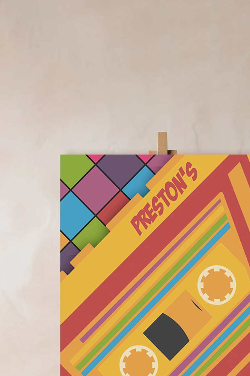 90s retro walkman Welcome Sign. Bold, Multi-coloured Signage. Birthday Signage. Celebration signage. Baby Shower Signage. Personalize and customize in Canva. Digital Download. Print anywhere in the World at a local printer