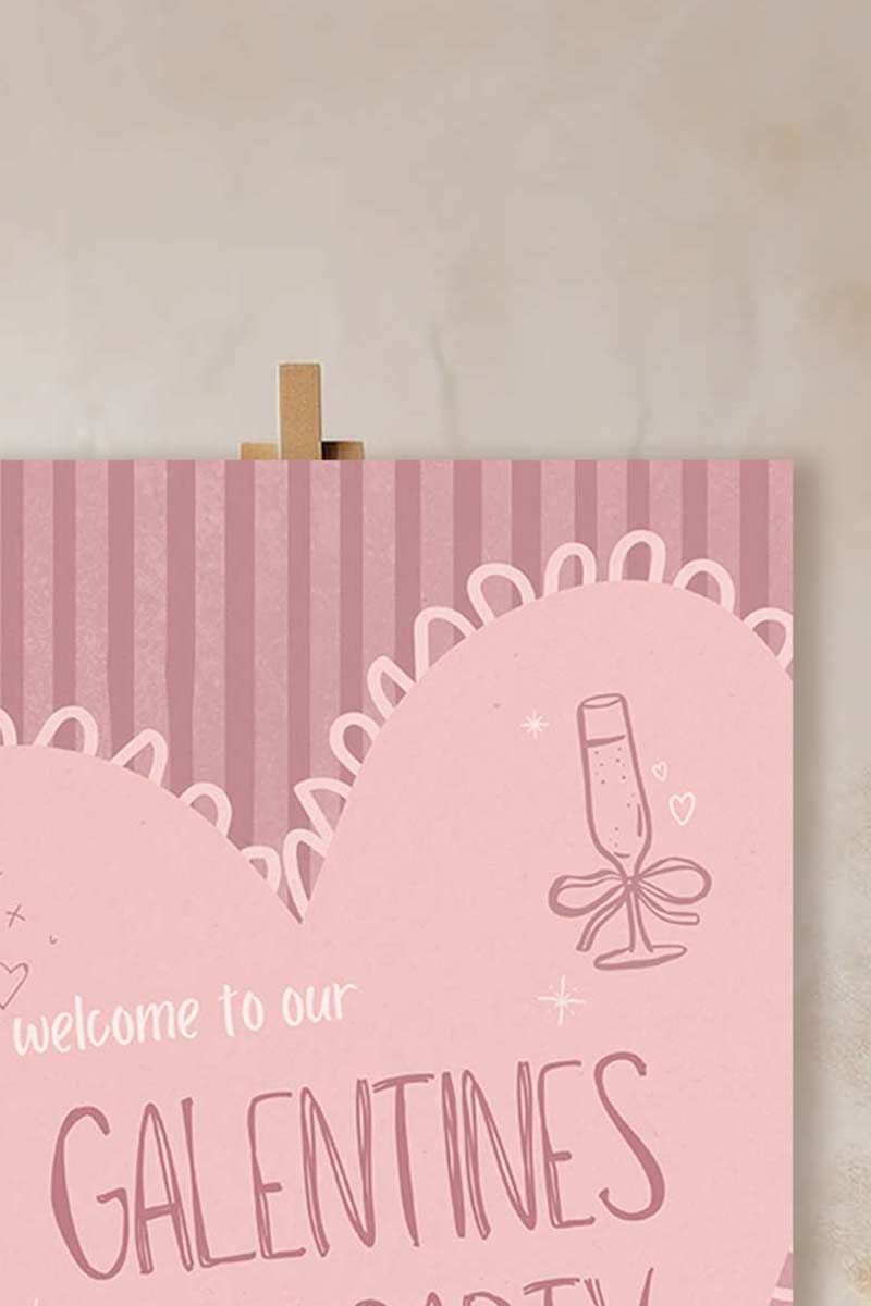 Pink/Mauve Heart Welcome Sign. Celebrations events for Galentines, Valentines, Girls Night, Stag or Bridal Shower. Signage. Pretty in Pink. Personalize and customize in Canva. Digital Download.  Print around the world at a local print shop.