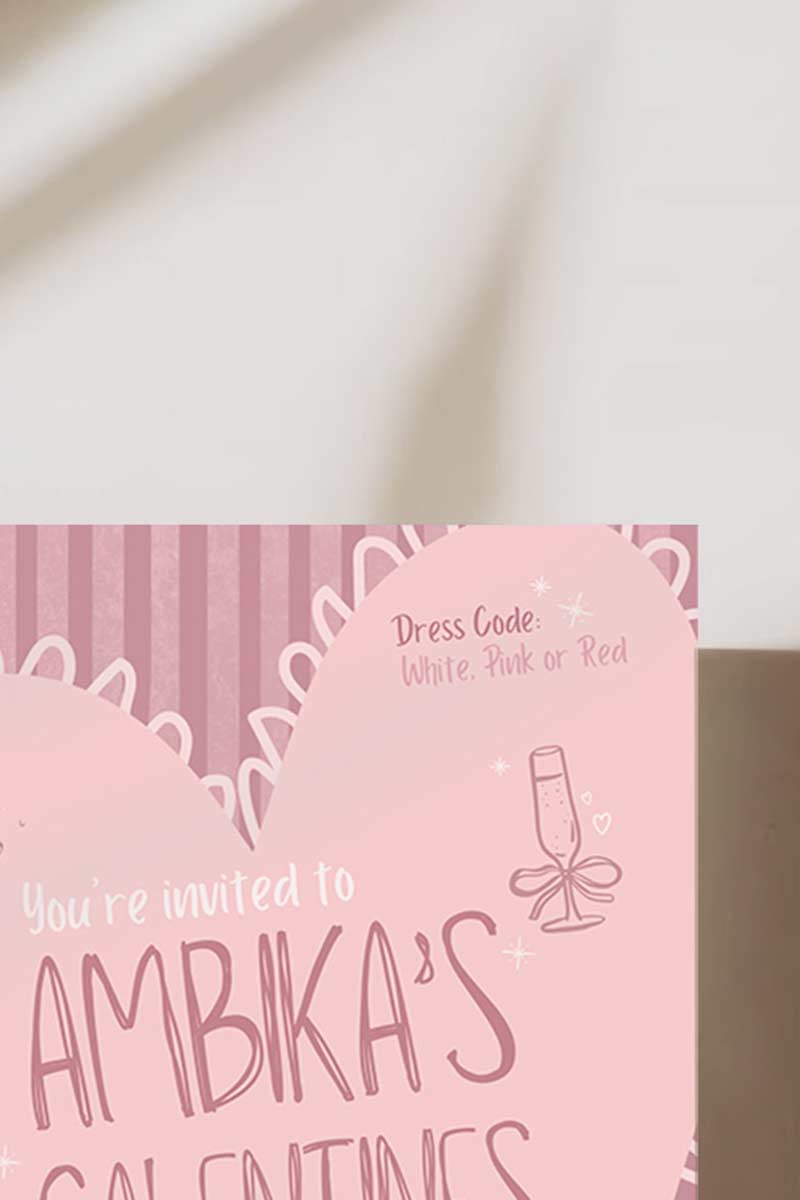 Pink/Mauve Heart Invite. Celebrations events for Galentines, Valentines, Girls Night, Stag or Bridal Shower. Signage. Pretty in Pink. Digital Invite. Personalize and customize in Canva. Digital Download.  Print around the world at a local print shop.