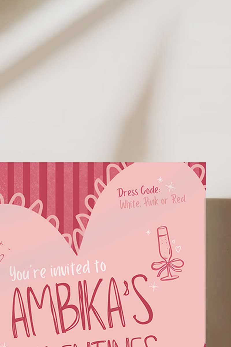 Pink/Mauve Heart Invite. Celebrations events for Galentines, Valentines, Girls Night, Stag or Bridal Shower. Signage. Pretty in Red. Digital Invite. Personalize and customize in Canva. Digital Download.  Print around the world at a local print shop.
