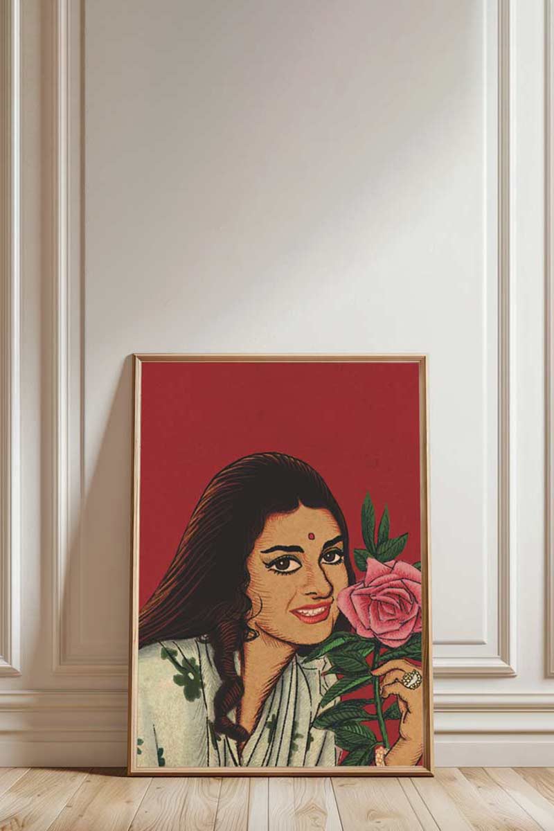 Saira Banu poster, saira banu wall art, Bollywood actress, iconic actress saira banu, Padosan poster. 70s movie classic. Main Chali Main Chali Dekho Pyaar Ki Gali. Wall Art, Home Decor, Office Decor. Retro wall art poster. Iconic. Digital wall art