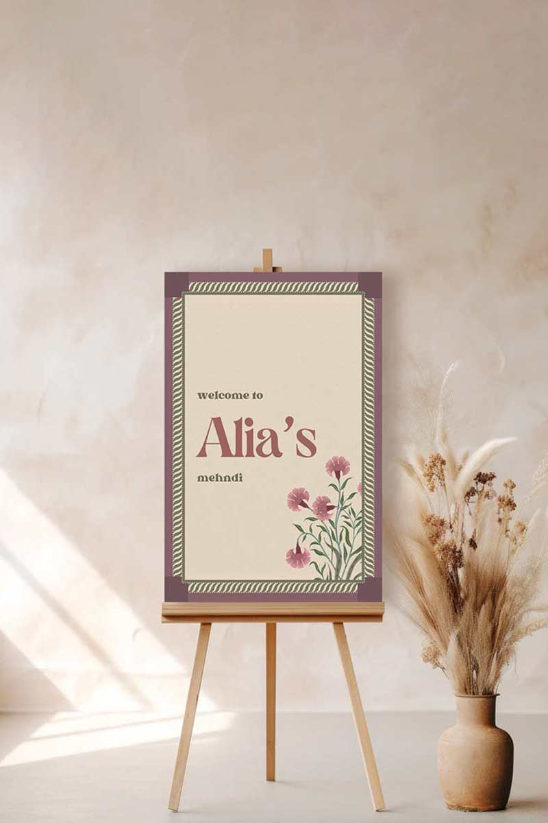 Retro Floral Block Print Sign