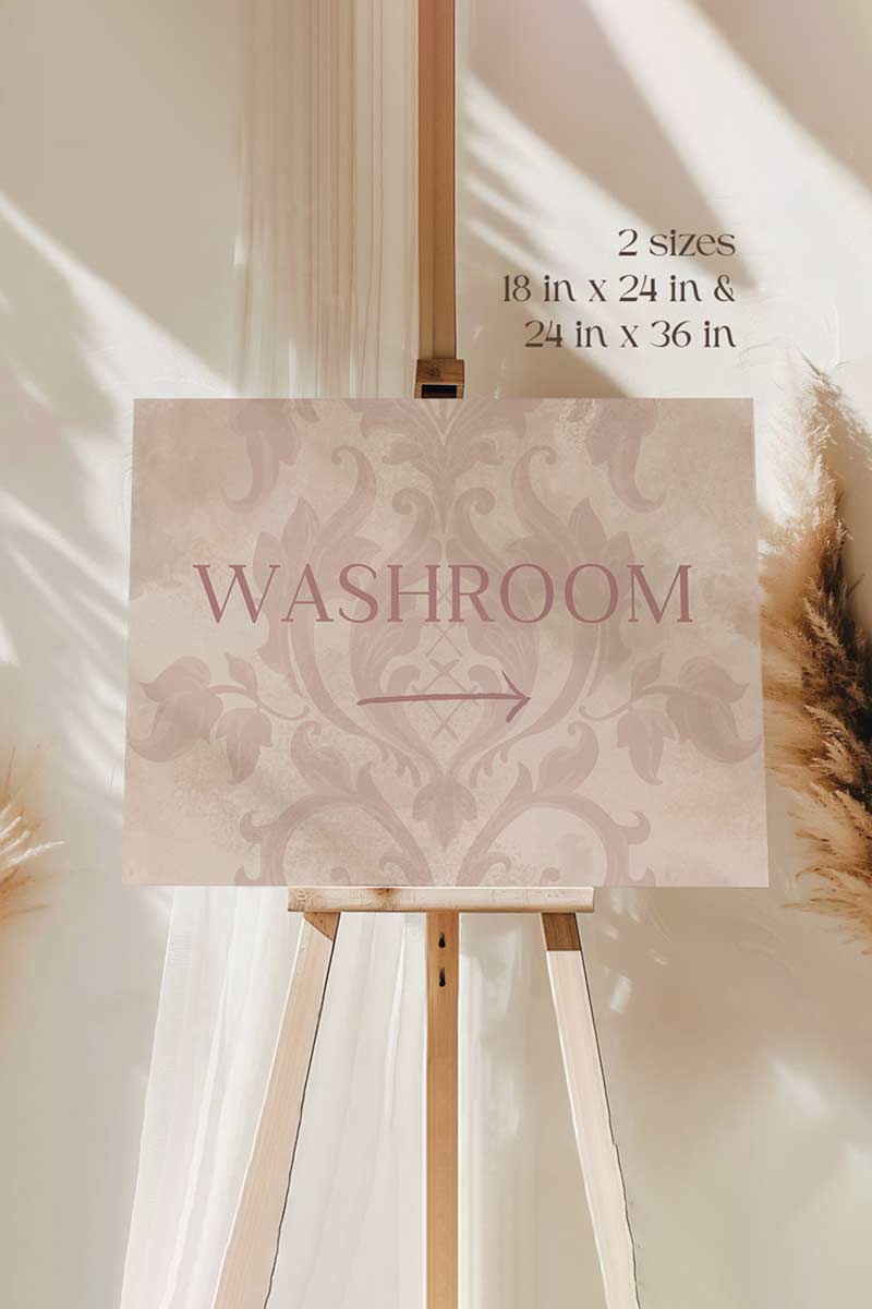 Brown & Pink French Baroque Welcome Sign with shades of brown. Washroom Directional sign. Please cover your head sign for hindu and sikh weddings. Please disconnect from your device sign. Bridal Shower stationery. Baby Shower Signage. Engagement Signage. Outdoor wedding signage. Personalize and customize in Canva. Digital Download. Print anywhere in the World at your local printer