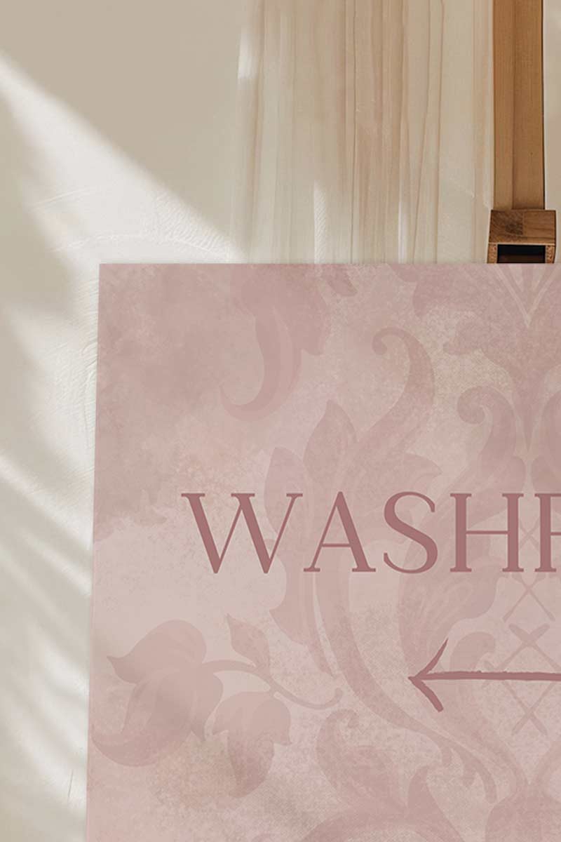 Brown & Pink French Baroque Welcome Sign with shades of brown. Washroom Directional sign. Please cover your head sign for hindu and sikh weddings. Please disconnect from your device sign. Bridal Shower stationery. Baby Shower Signage. Engagement Signage. Outdoor wedding signage. Personalize and customize in Canva. Digital Download. Print anywhere in the World at your local printer