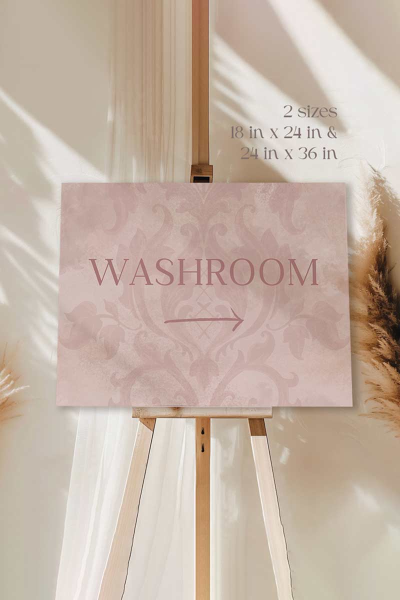 Brown & Pink French Baroque Welcome Sign with shades of brown. Washroom Directional sign. Please cover your head sign for hindu and sikh weddings. Please disconnect from your device sign. Bridal Shower stationery. Baby Shower Signage. Engagement Signage. Outdoor wedding signage. Personalize and customize in Canva. Digital Download. Print anywhere in the World at your local printer