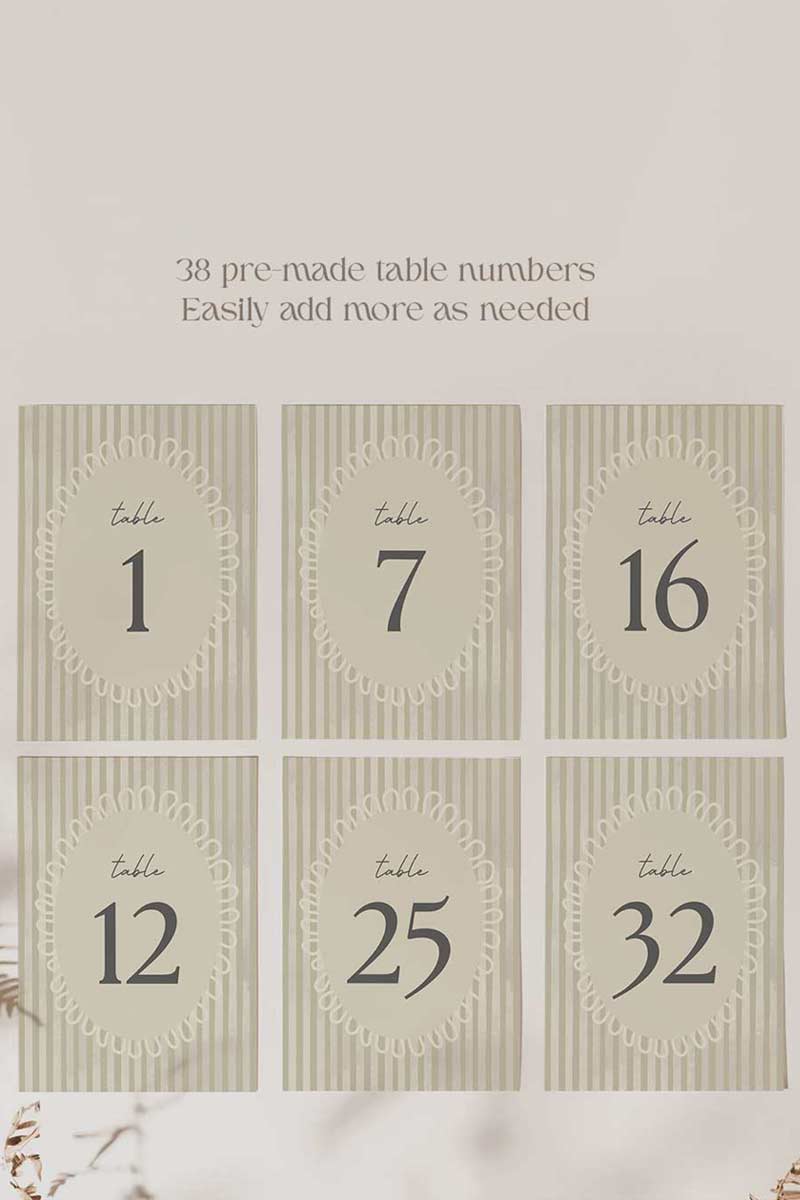 Striped table numbers. Bridal shower table numbers. beige. Wedding table decor. Corporate event table number. Guest seating. Find your table. Celebration events for engagement, birthday, baby shower or weddings. Wedding & event stationery. Personalize & customize in Canva. Digital Download. Print around the world at a local print shop