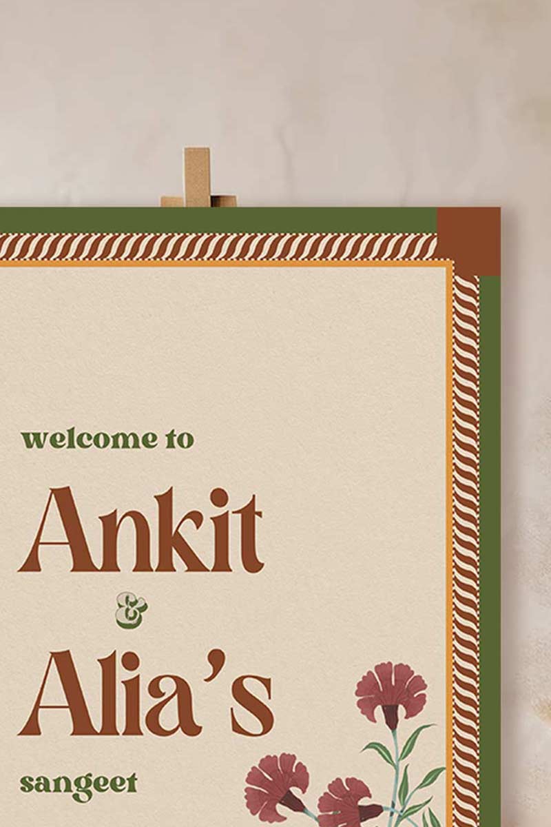 Retro Floral Block Print Sign