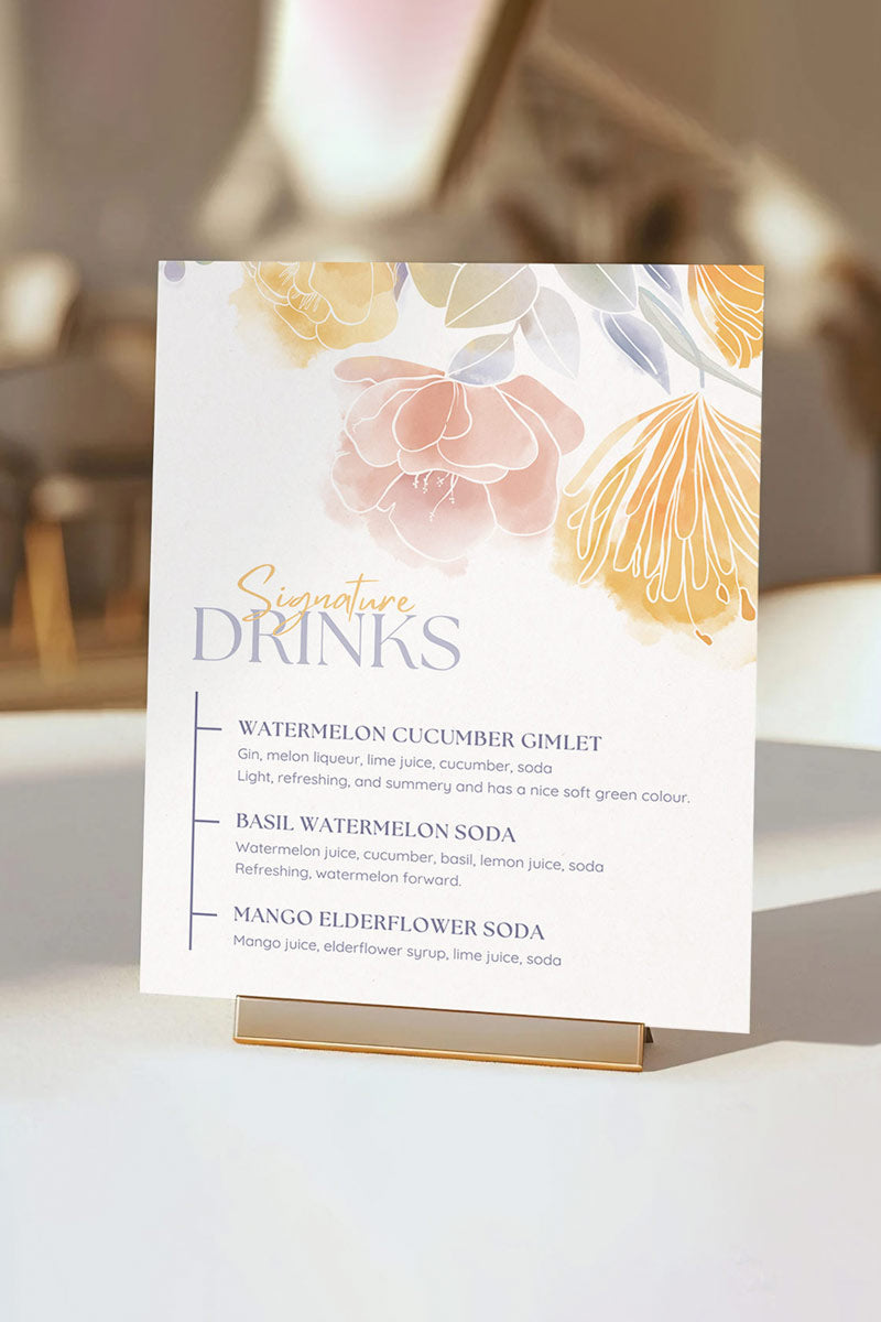 Floral Bar Menu