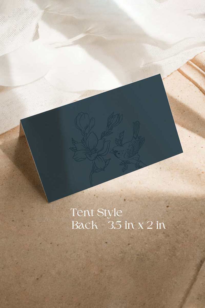 Retro Wedding Name Place Cards with navy blue, beige, red & orange marigold florals & bird. Escort Cards. Folded tent style & flat lay. Indian Wedding events for Sangeet, Haldi, Maiyan or Jago. Wedding Signage. Wedding signature drink editable menu. Canva template. Guest name card 3.5" x 2". Personalize and customize in Canva. Digital Download.  Print around the world at a local print shop.