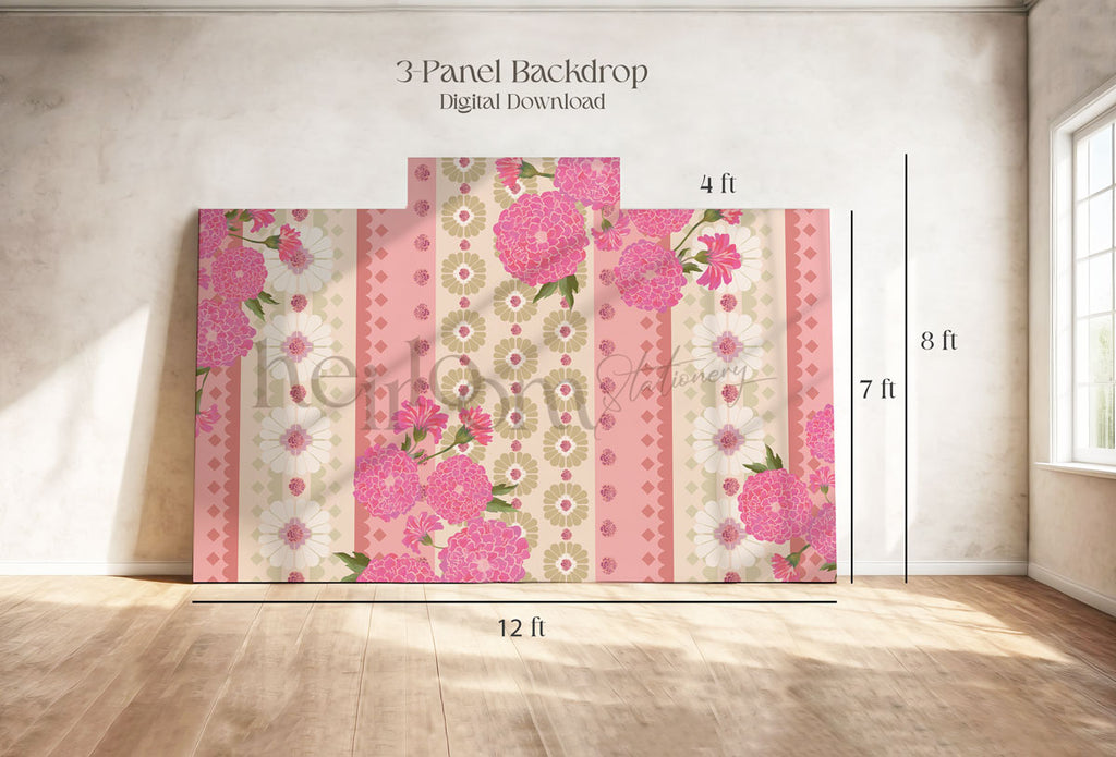 Indian Wedding decor backdrop in pastel pink, green, purple and beige. With pink marigolds and white florals. Event signage. Printable backdrops for main stages and photo ops. Stationery for various event celebrations. Wedding, engagement, sangeet, haldi, mehndi, jaggo, maiyan, chunni, choora. Personalize and customize in Canva. Print at any local printer around the World. Wine purple, mauve. Textured florals
