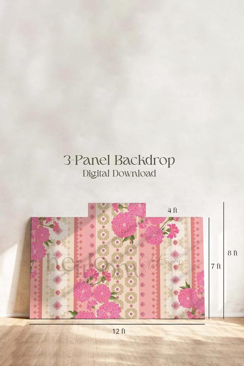 Indian Wedding decor backdrop in pastel pink, green, purple and beige. With pink marigolds and white florals. Event signage. Printable backdrops for main stages and photo ops. Stationery for various event celebrations. Wedding, engagement, sangeet, haldi, mehndi, jaggo, maiyan, chunni, choora. Personalize and customize in Canva. Print at any local printer around the World. Wine purple, mauve. Textured florals