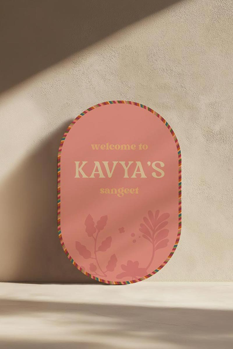 Oval Blockprint Floral Sign