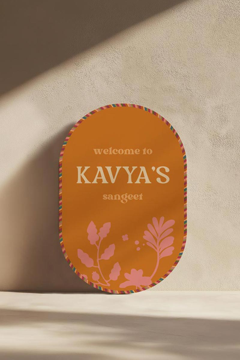 Oval Blockprint Floral Sign