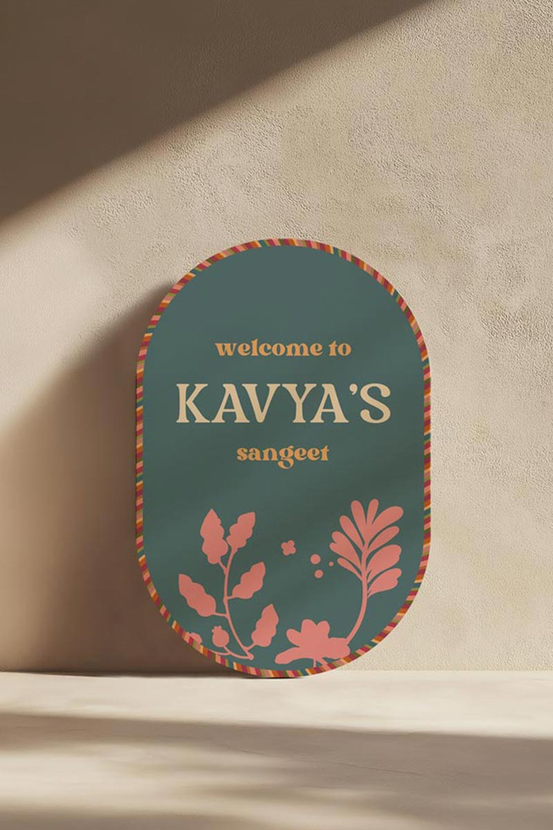Oval Blockprint Floral Sign