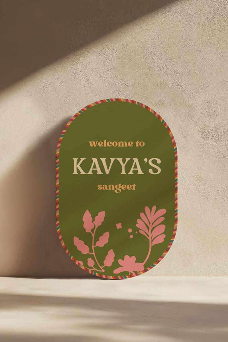 Oval Blockprint Floral Sign