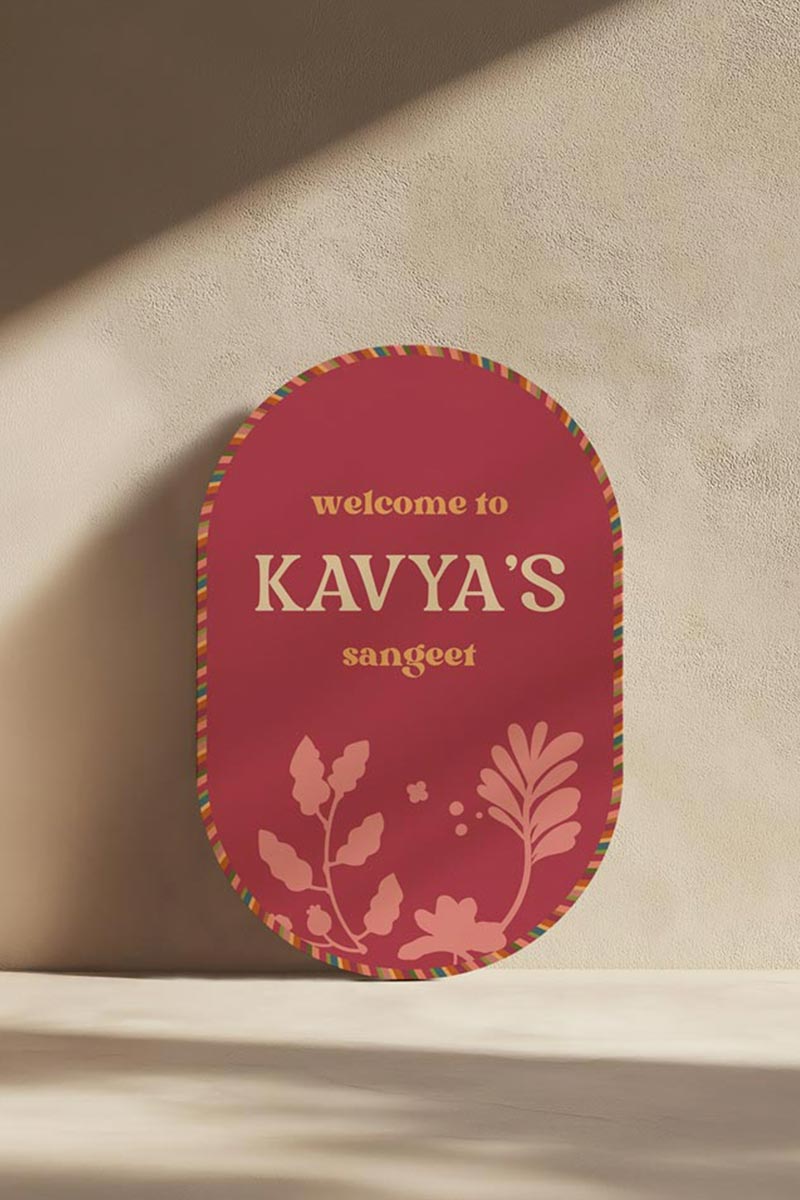 Oval Blockprint Floral Sign