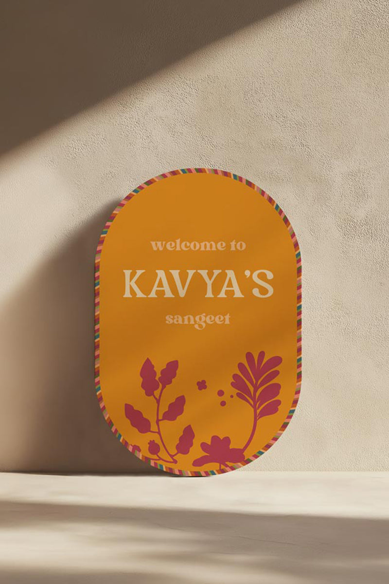 Oval Blockprint Floral Sign