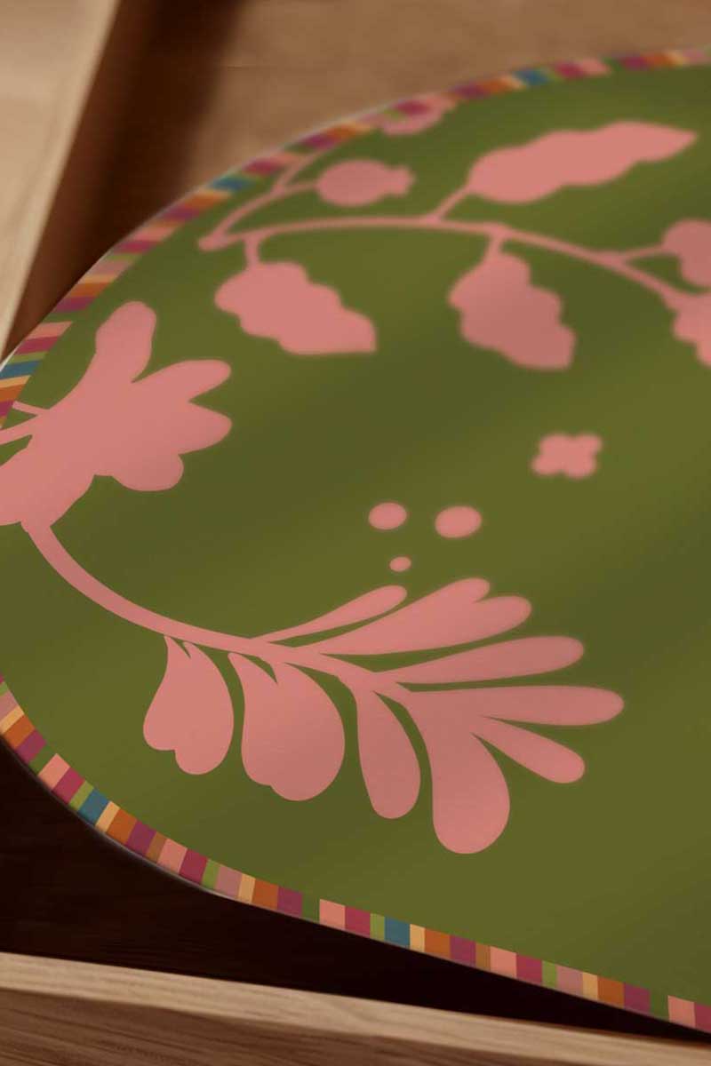 Oval Blockprint Floral Sign