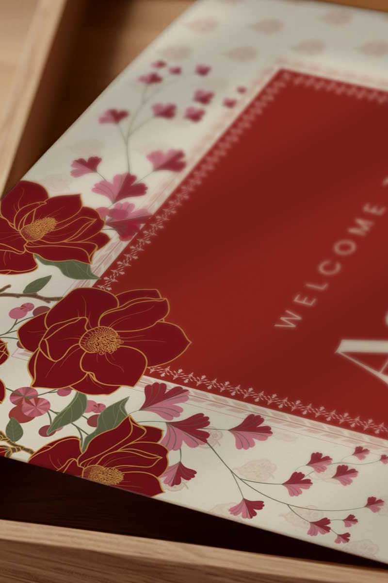 Rose Red & Gold Floral Welcome Sign with a beige background. Wedding Signage. Engagement signage, Bridal Shower signage. Baby Shower Signage. Birthday Signage. Fun floral signage for events. Wedding ceremony sign. Flat floral design with magnolias. Personalize and customize in Canva. Welcome Board. Digital Download. Print anywhere in the World at your local printer