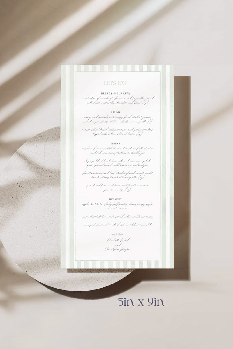 Striped Menu