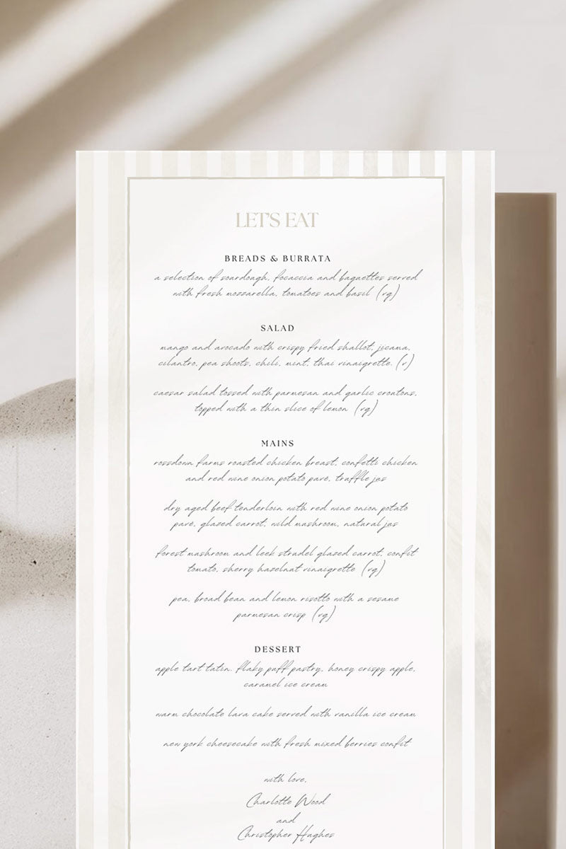 Striped Menu