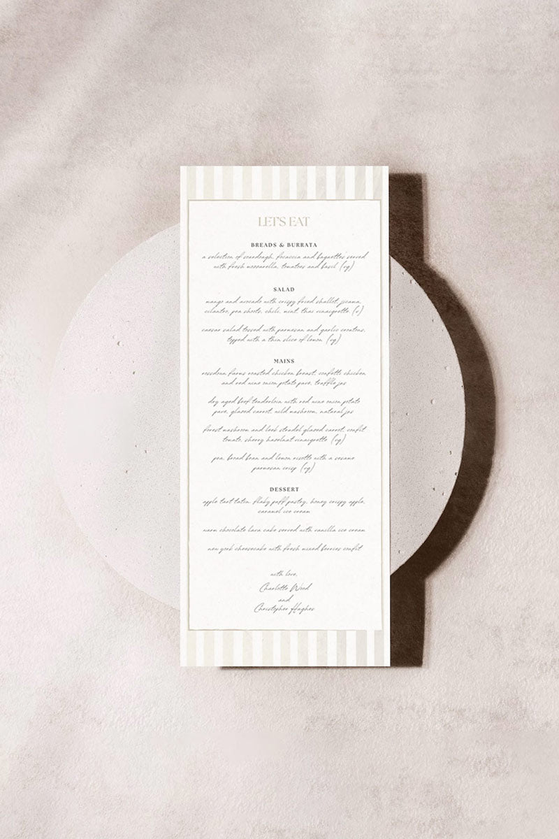 Striped Menu