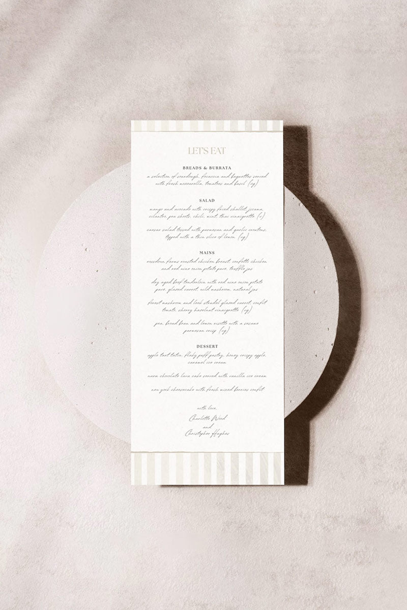 Striped Menu