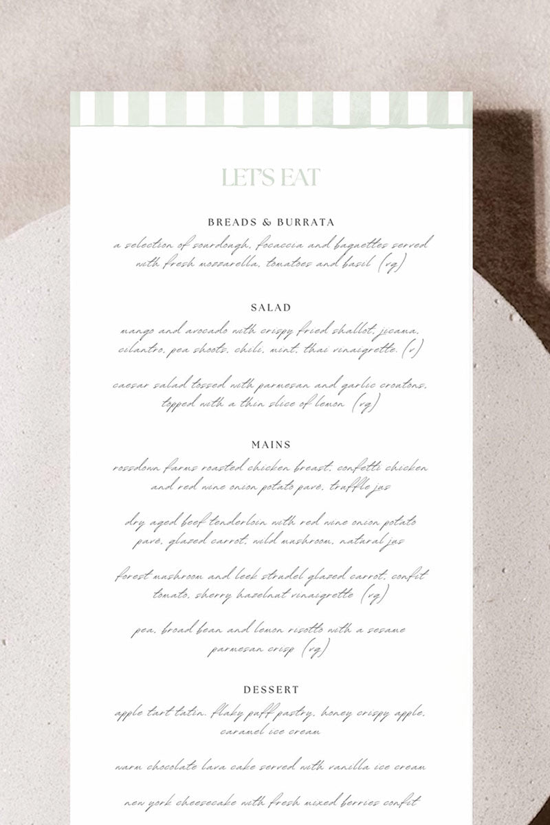 Striped Menu