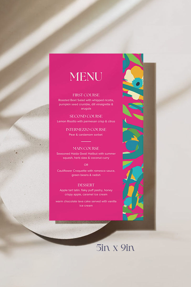 Colourful Floral Menu
