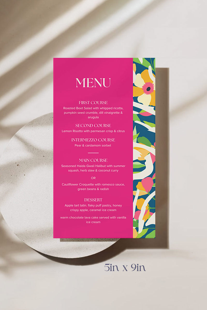 Colourful Floral Menu