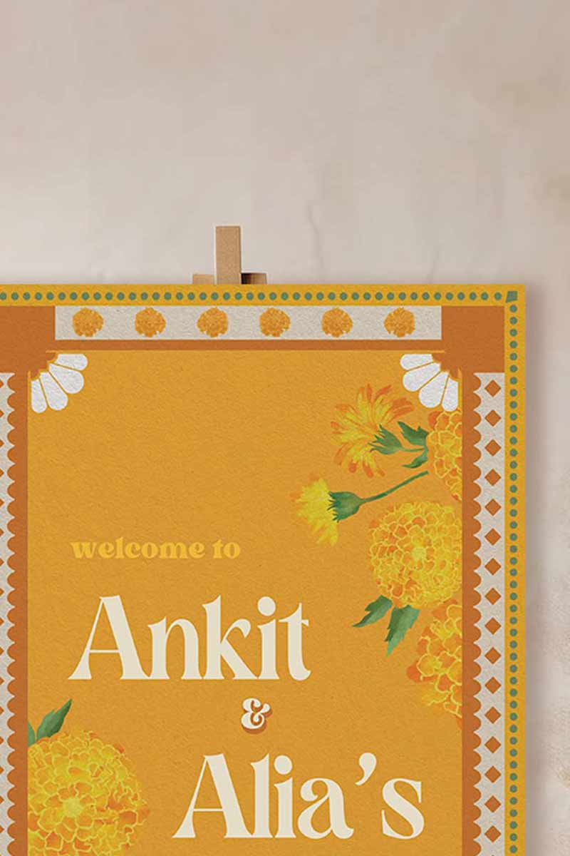 Wedding Invitations. Retro Welcome Sign. Indian Wedding Invites. Event Welcome Sign. Shades of Yellow. Yellow Florals. Baby Shower. Birthday and Celebration. Wedding Ceremony. Engagement Sign. Wedding Stationery. DIY Stationery. Digital Download. Canva. Indian Weddings. Anand Karaj. Sangeet. Chunni. Mehndi, Haldi. Personalize. Customize.