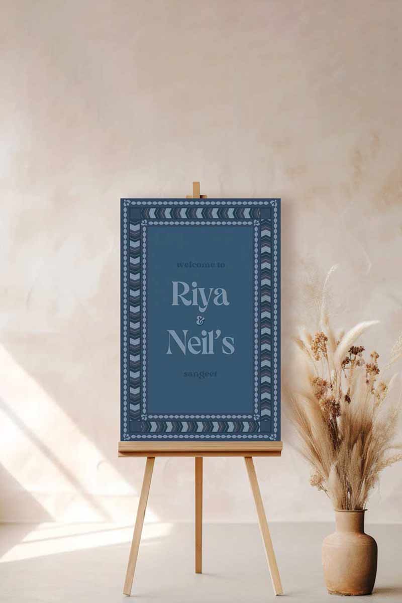 Wedding Invitations. Retro Welcome Sign. Indian Wedding Invites. Event Welcome Sign. Shades of Blue. Chevron pattern. Baby Shower. Birthday and Celebration. Wedding Ceremony. Engagement Sign. Wedding Stationery. DIY Stationery. Digital Download. Canva. Indian Weddings. Anand Karaj. Sangeet. Chunni. Mehndi, Haldi. Personalize. Customize.