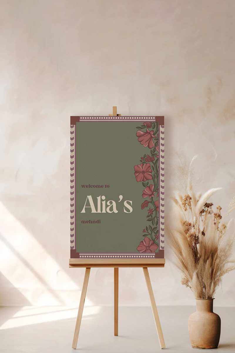 Wedding Invitations. Retro Welcome Sign. Indian Wedding Invites. Event Welcome Sign. Wine Purple, Green and beige colours. Wine Purple florals. Birthday and Celebration. Wedding Ceremony. Engagement Sign. Wedding Stationery. DIY Stationery. Digital Download. Canva. Indian Weddings. Anand Karaj. Sangeet. Chunni. Mehndi, Haldi. Personalize. Customize.