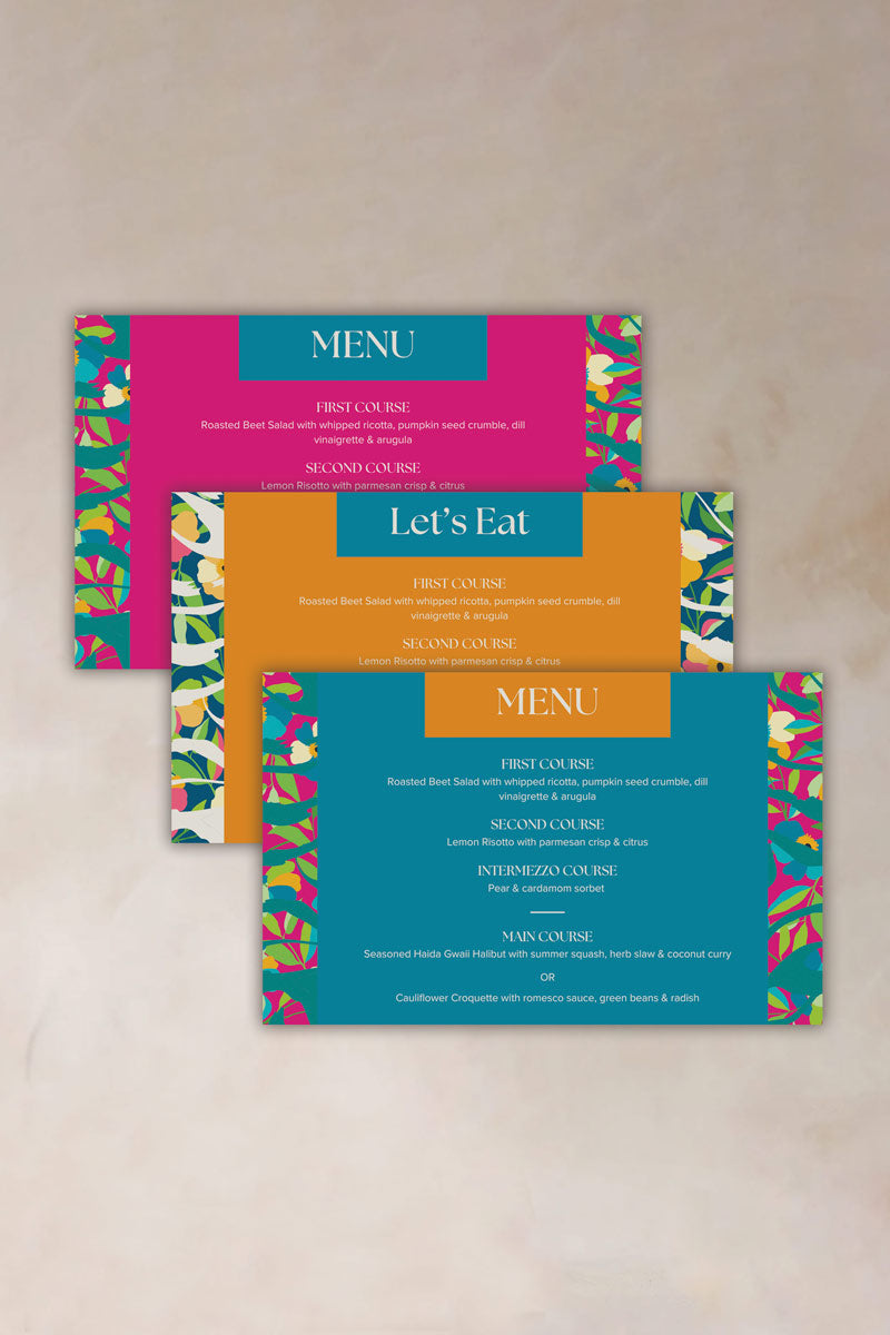 Bold Colorful Menu