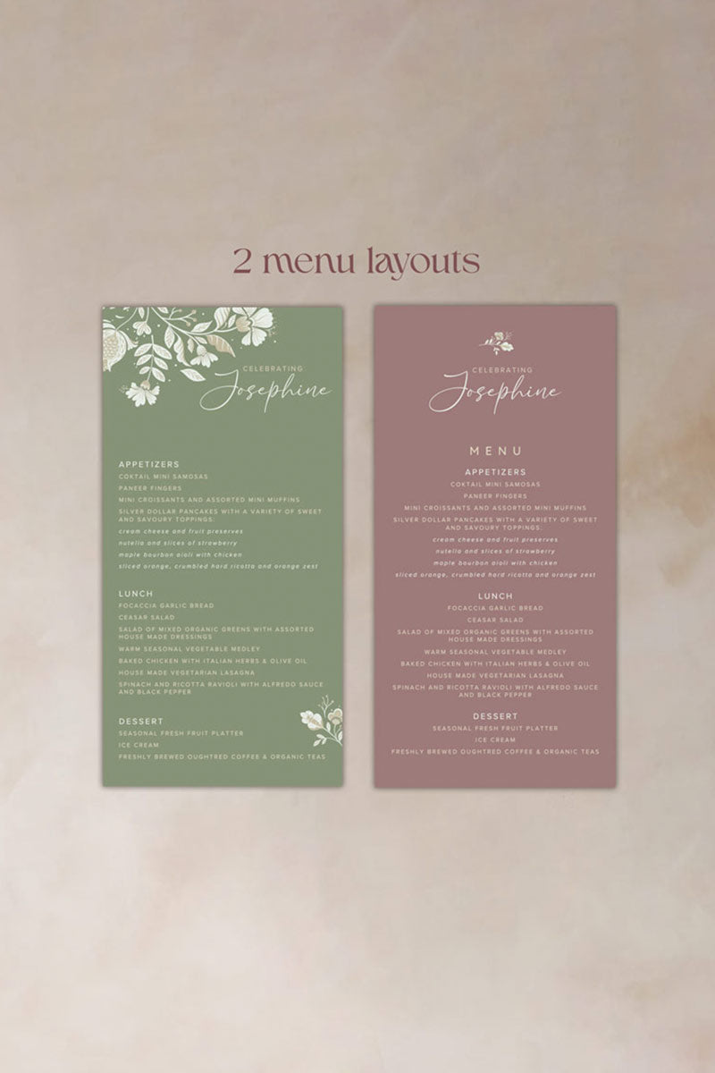 Floral Menu