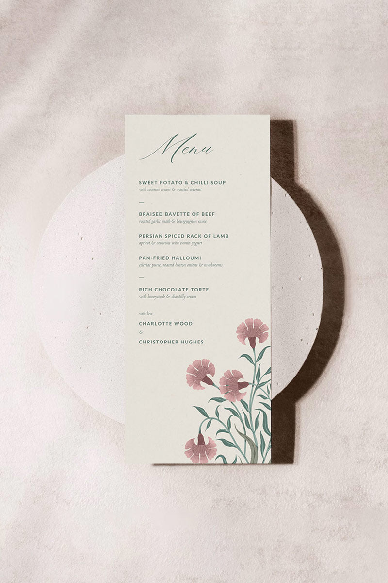 Floral Wedding Menu. Event Food Menu. Shades of Cream, Green, pink. Minimalistic Design. Motif florals design. Baby Shower. Indian Wedding. Birthday and Celebration. Engagement Stationery. Wedding Stationery. DIY Stationery. Digital Download. Canva. Indian Weddings. Reception. Personalize. Customize. Anand Karaj, Mehndi, Sangeet, Haldi