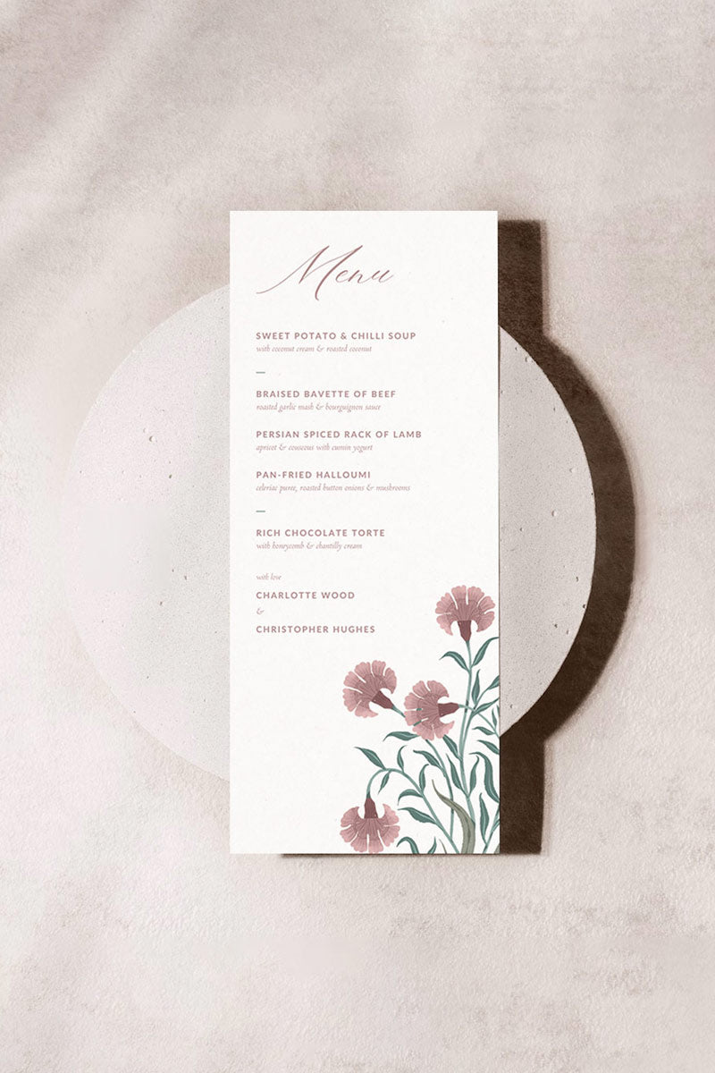 Floral Wedding Menu. Event Food Menu. Shades of White, Green, pink. Minimalistic Design. Motif florals design. Baby Shower. Indian Wedding. Birthday and Celebration. Engagement Stationery. Wedding Stationery. DIY Stationery. Digital Download. Canva. Indian Weddings. Reception. Personalize. Customize. Anand Karaj, Mehndi, Sangeet, Haldi