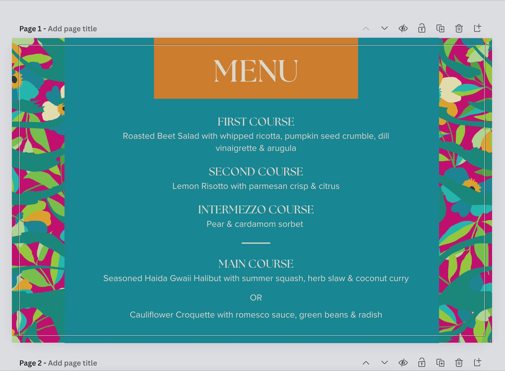 Bold Colorful Menu