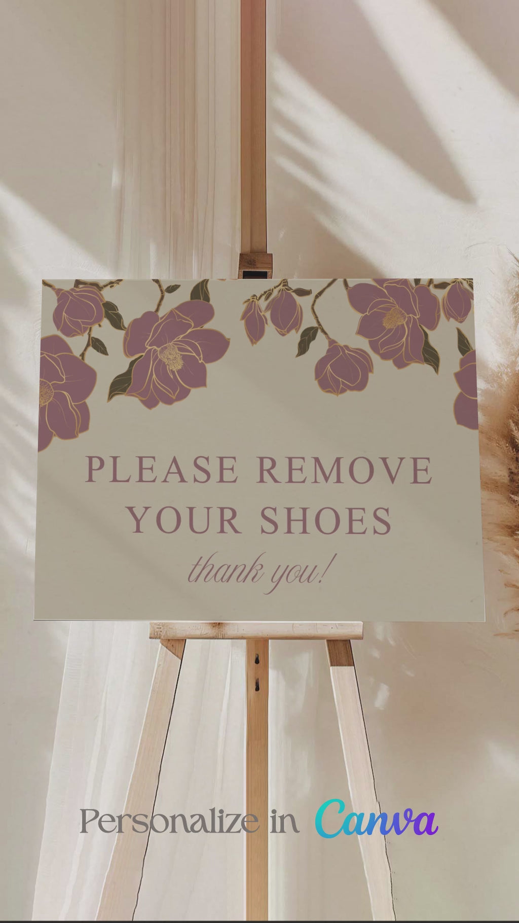 Mauve & Gold Floral Wedding Signage with a beige background. Washroom Directional sign. Please cover your head sign for hindu and sikh weddings. Please disconnect from your device sign. Bridal Shower stationery. Baby Shower Signage. Engagement Signage. Outdoor wedding signage. Personalize and customize in Canva. Digital Download. Print anywhere in the World at your local printer