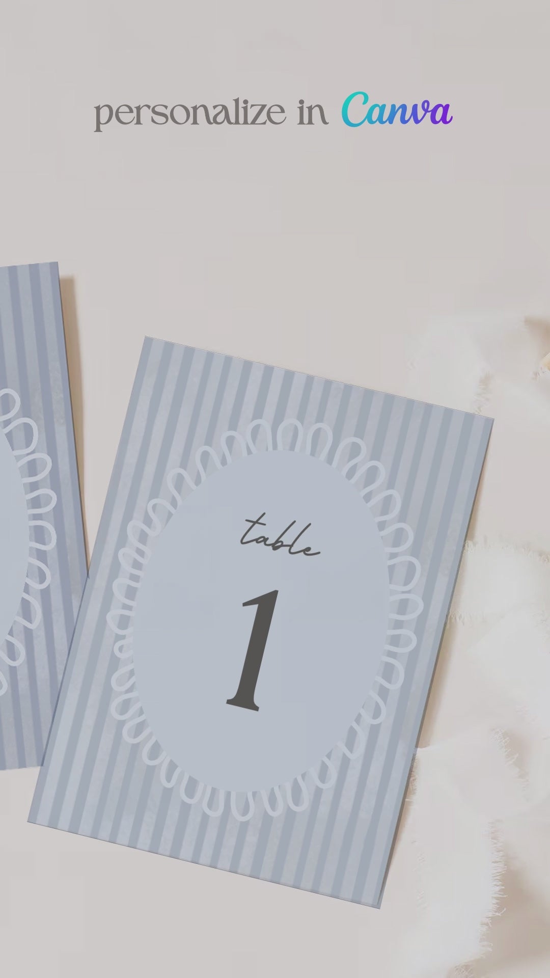 Striped table numbers. Bridal shower table numbers. blue, light blue. Wedding table decor. Corporate event table number. Guest seating. Find your table. Celebration events for engagement, birthday, baby shower or weddings. Wedding & event stationery. Personalize & customize in Canva. Digital Download. Print around the world at a local print shop