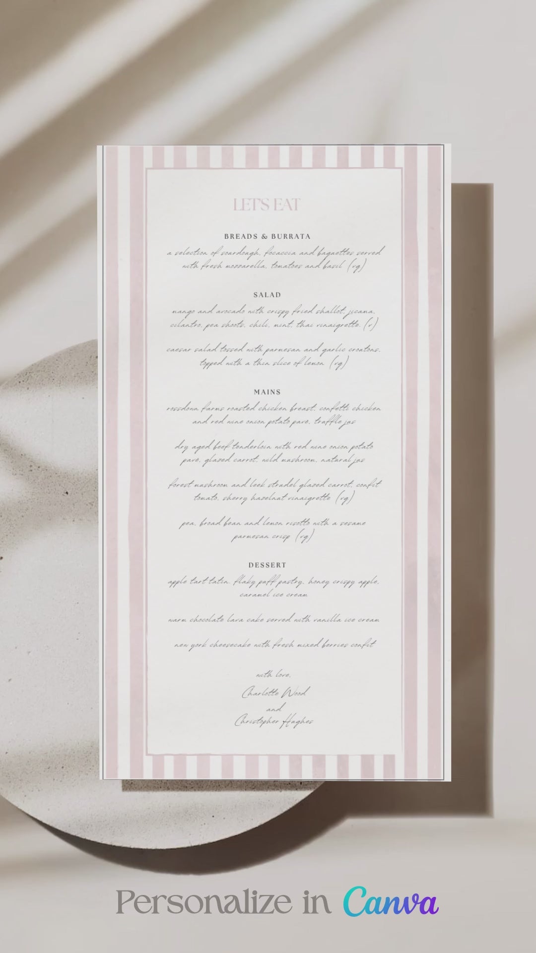 Striped Menu