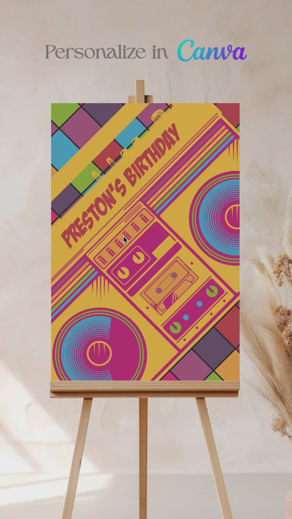 90's Retro Boombox Sign