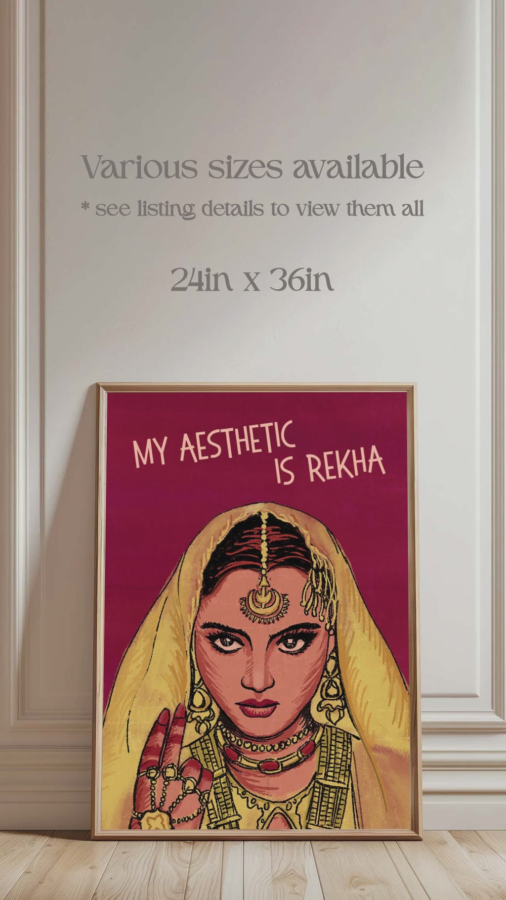 Rekha poster, rekha wall art, Bollywood actress, iconic actress rekha, umrao jaan poster. My Aesthetic is Rekha. Regal Indian Women. Queen of hearts. 90s movie classic. In aankhon ki masti mein. Wall Art, Home Decor, Office Decor. Retro wall art poster. Iconic. Digital wall art