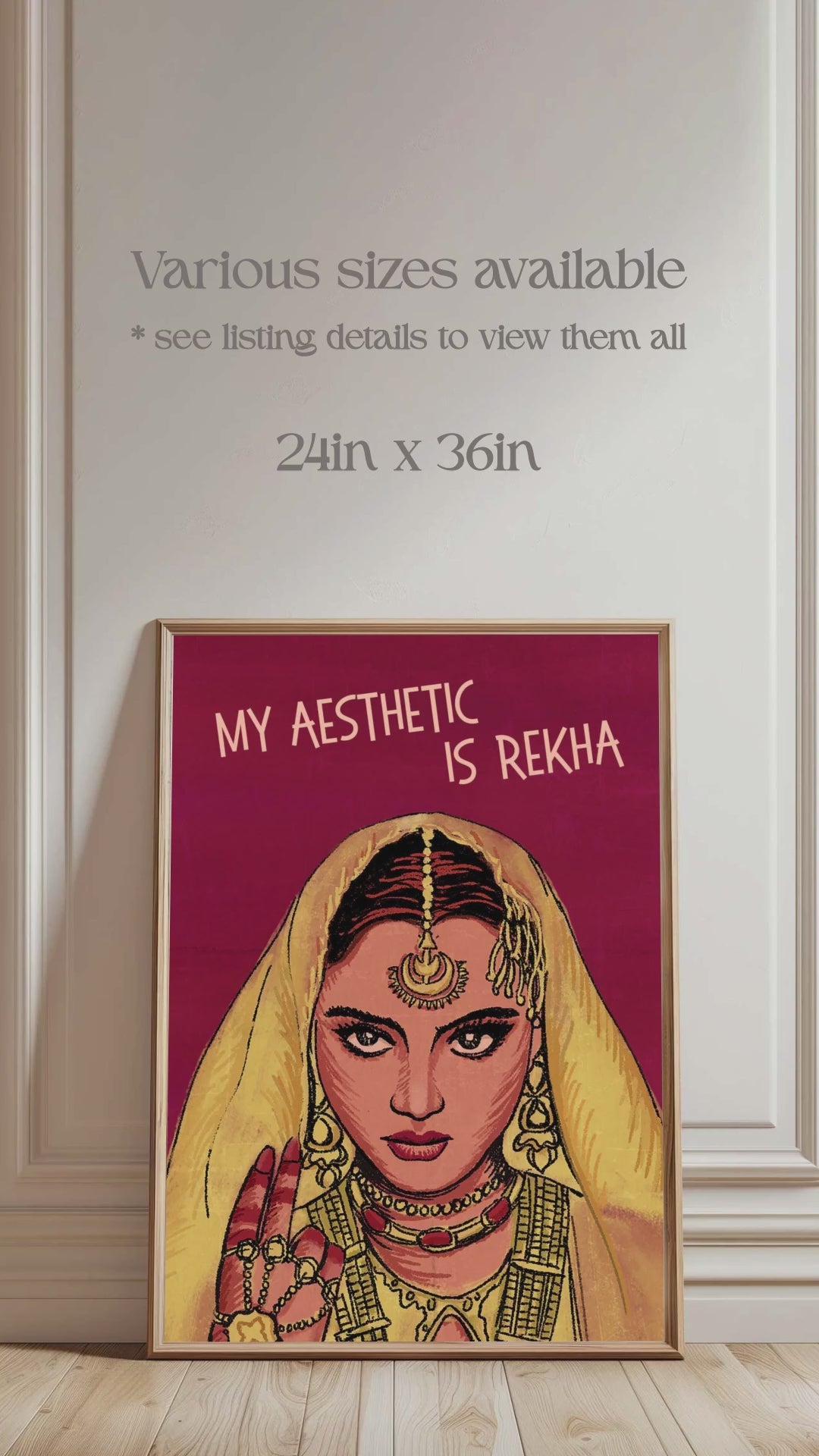 Rekha poster, rekha wall art, Bollywood actress, iconic actress rekha, umrao jaan poster. My Aesthetic is Rekha. Regal Indian Women. Queen of hearts. 90s movie classic. In aankhon ki masti mein. Wall Art, Home Decor, Office Decor. Retro wall art poster. Iconic. Digital wall art