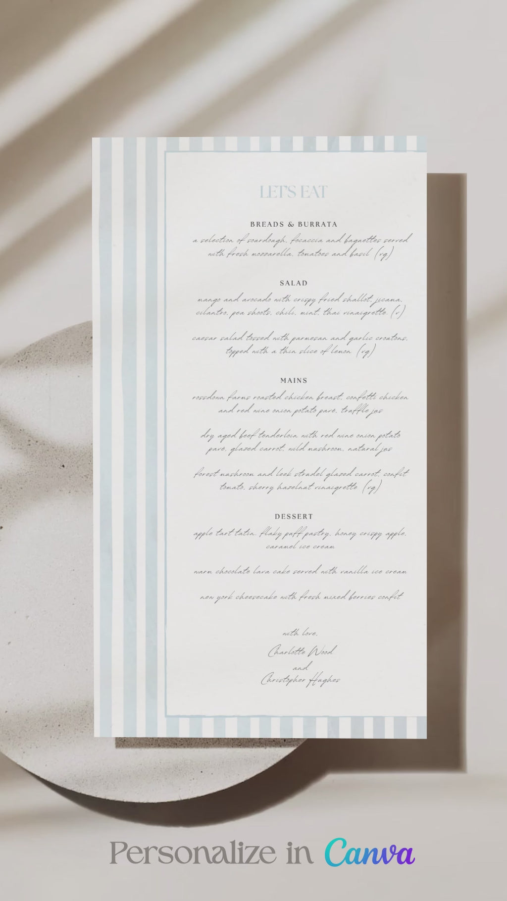 Striped Menu